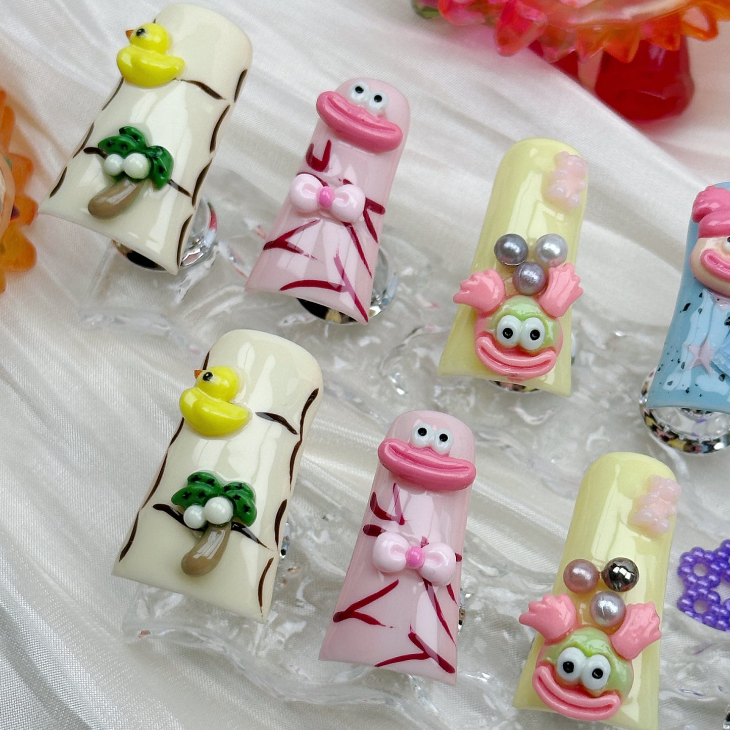 Sunset Seashell | Handmade Press-On Nails | Style No. A007 | Iridescent Chrome, Mermaid Vibe, Reusable Nail Set