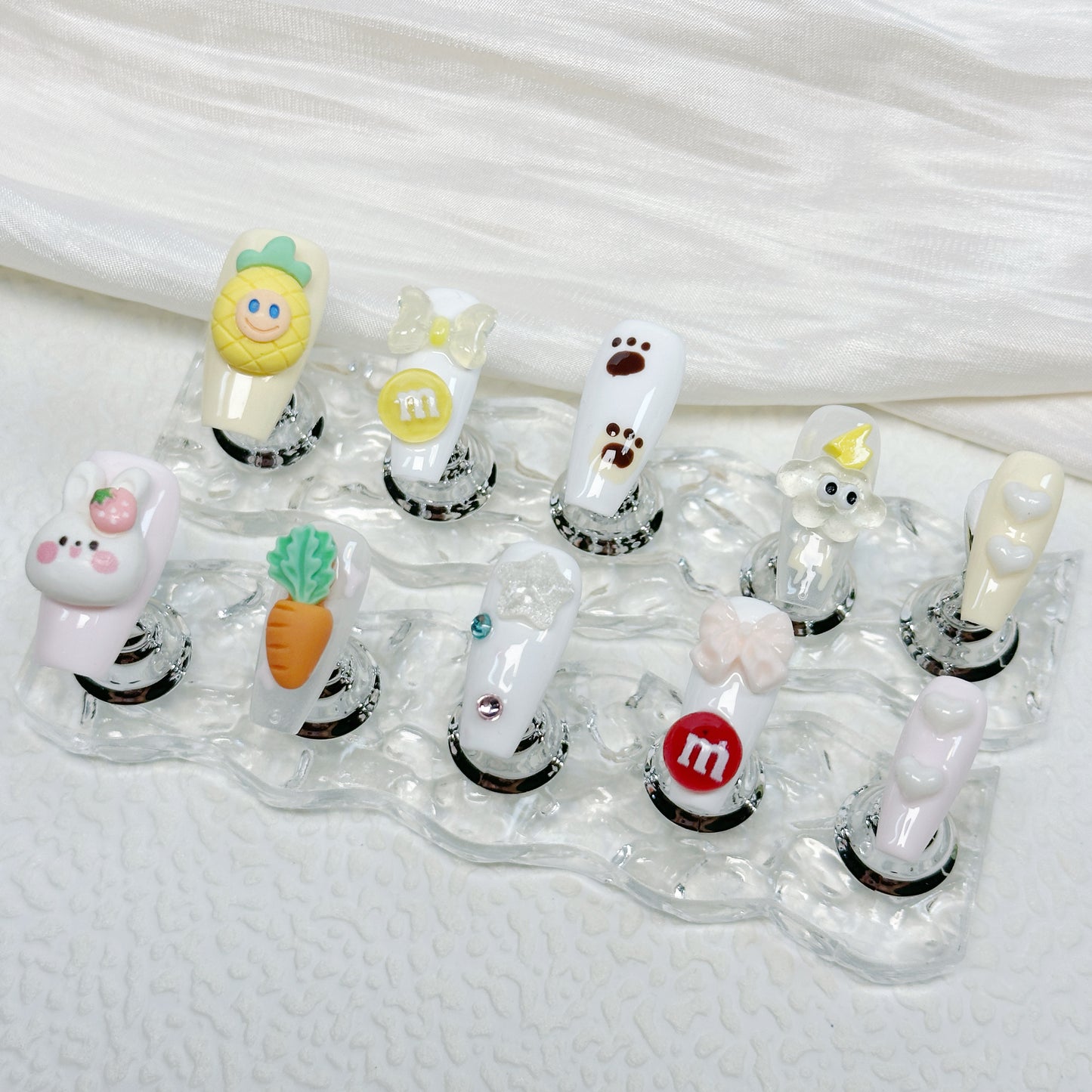 Sweet Candy Cartoon QL003 Press On Nails 🍬💅 | Handmade Cute 3D Press-On Nails, Reusable & Easy Apply