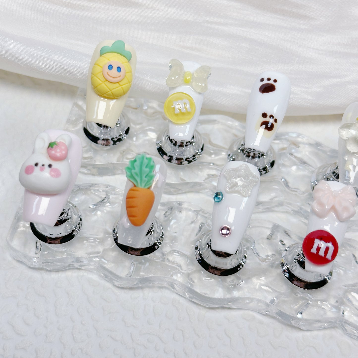 Sweet Candy Cartoon QL003 Press On Nails 🍬💅 | Handmade Cute 3D Press-On Nails, Reusable & Easy Apply